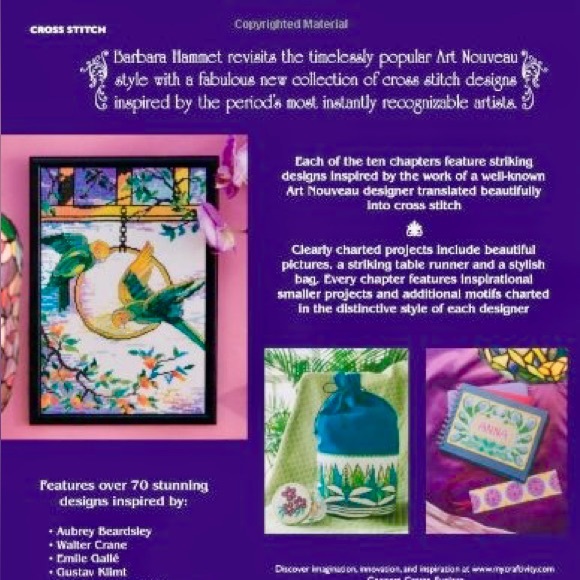ART NOUVEAU Cross Stitch - Embroidery Book / Patterns by Barbara Hammet - Picture 2 of 6